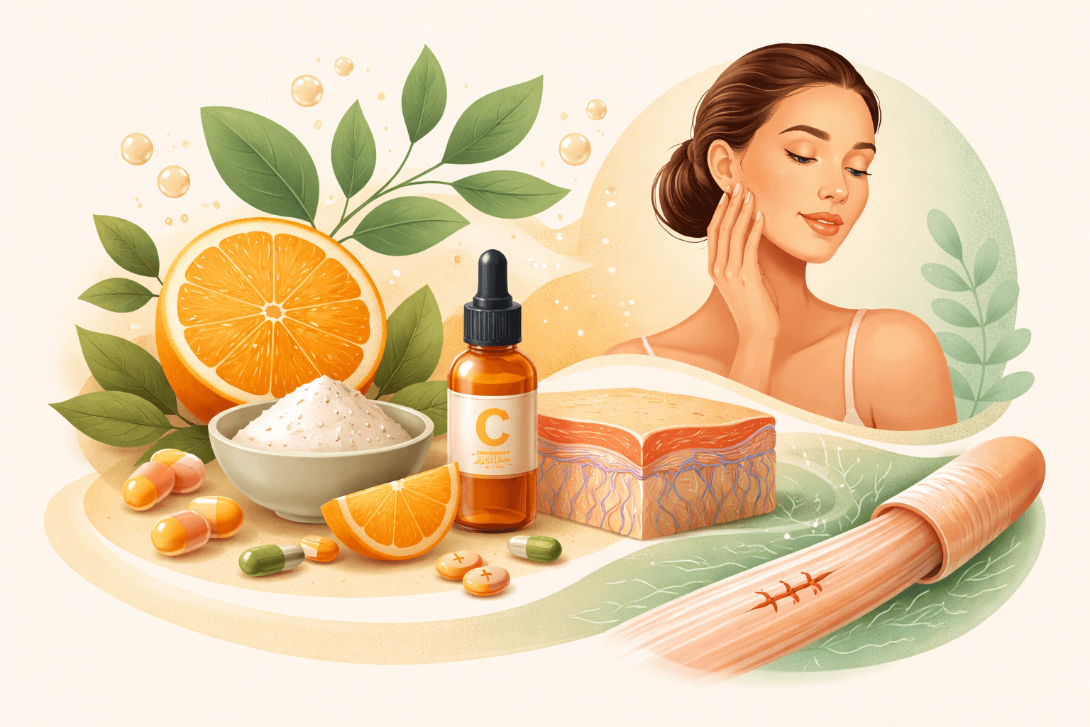 Vitamin C and Collagen: What the Science Says About Skin, Tendons, and Wound Healing